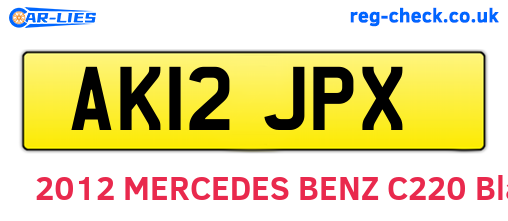 AK12JPX are the vehicle registration plates.