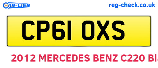 CP61OXS are the vehicle registration plates.