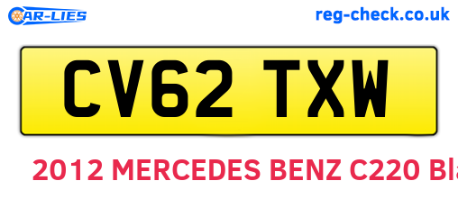 CV62TXW are the vehicle registration plates.