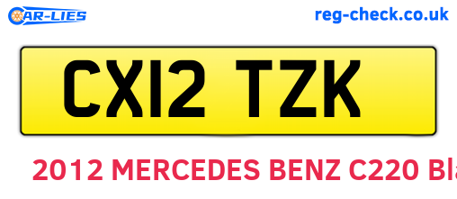 CX12TZK are the vehicle registration plates.
