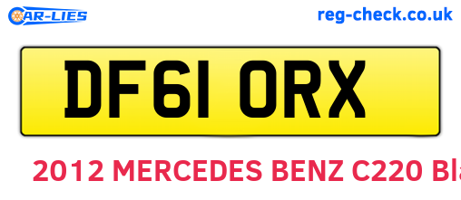DF61ORX are the vehicle registration plates.