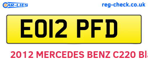 EO12PFD are the vehicle registration plates.