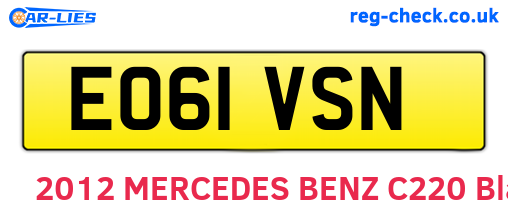 EO61VSN are the vehicle registration plates.