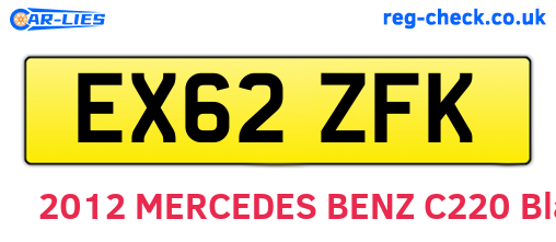 EX62ZFK are the vehicle registration plates.