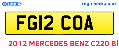 FG12COA are the vehicle registration plates.