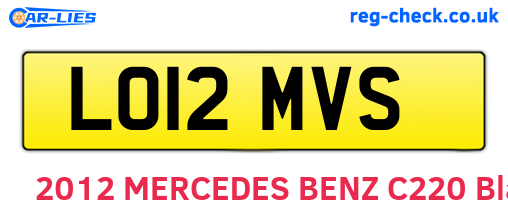 LO12MVS are the vehicle registration plates.