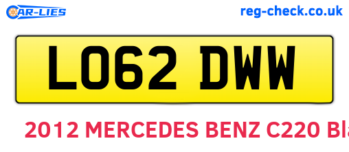 LO62DWW are the vehicle registration plates.