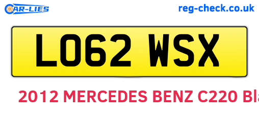 LO62WSX are the vehicle registration plates.
