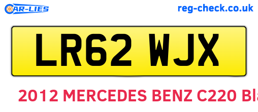 LR62WJX are the vehicle registration plates.