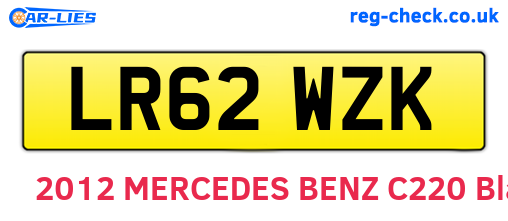 LR62WZK are the vehicle registration plates.