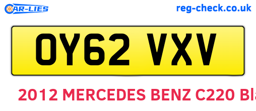 OY62VXV are the vehicle registration plates.