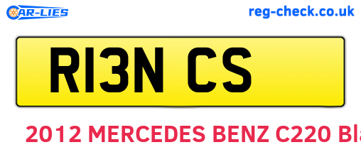 R13NCS are the vehicle registration plates.