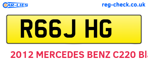 R66JHG are the vehicle registration plates.