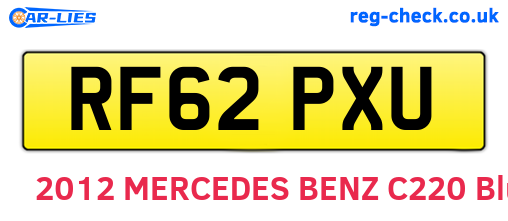 RF62PXU are the vehicle registration plates.