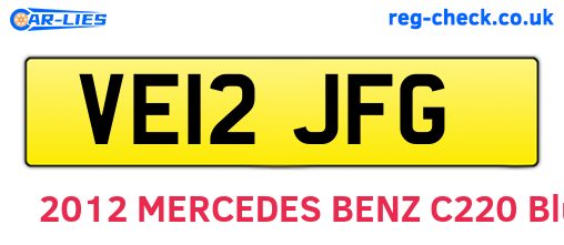 VE12JFG are the vehicle registration plates.