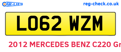 LO62WZM are the vehicle registration plates.