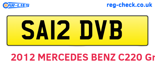 SA12DVB are the vehicle registration plates.