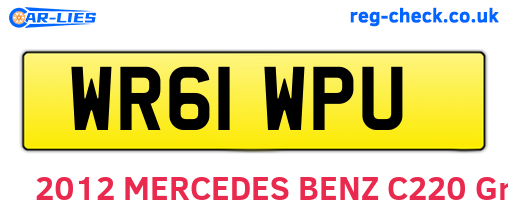 WR61WPU are the vehicle registration plates.