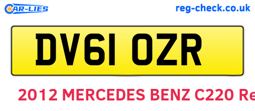DV61OZR are the vehicle registration plates.