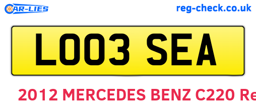 LO03SEA are the vehicle registration plates.