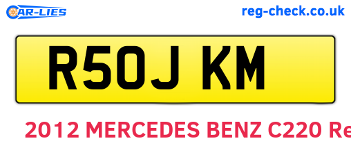 R50JKM are the vehicle registration plates.