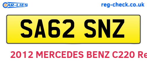 SA62SNZ are the vehicle registration plates.