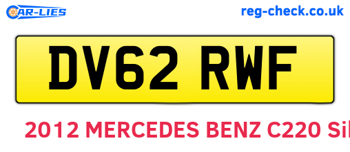 DV62RWF are the vehicle registration plates.