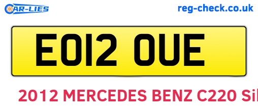 EO12OUE are the vehicle registration plates.