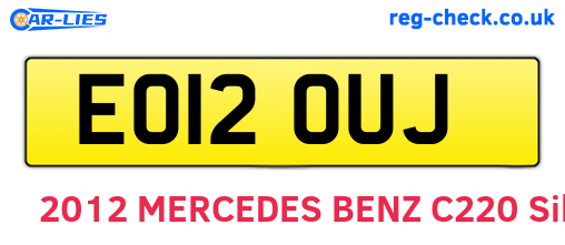 EO12OUJ are the vehicle registration plates.