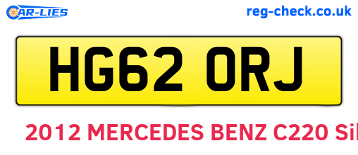 HG62ORJ are the vehicle registration plates.