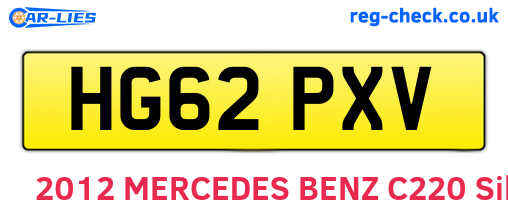 HG62PXV are the vehicle registration plates.