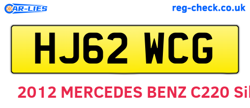 HJ62WCG are the vehicle registration plates.