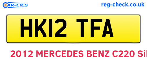 HK12TFA are the vehicle registration plates.