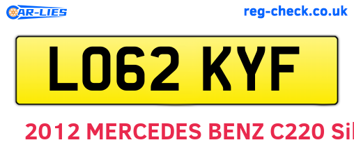LO62KYF are the vehicle registration plates.