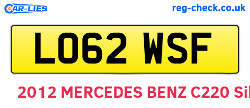 LO62WSF are the vehicle registration plates.