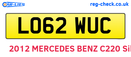 LO62WUC are the vehicle registration plates.