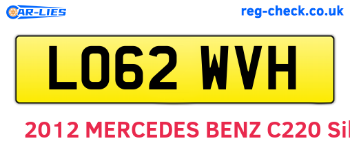 LO62WVH are the vehicle registration plates.