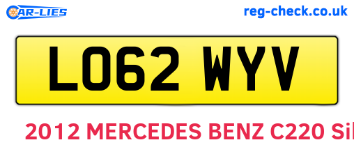 LO62WYV are the vehicle registration plates.