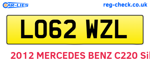 LO62WZL are the vehicle registration plates.
