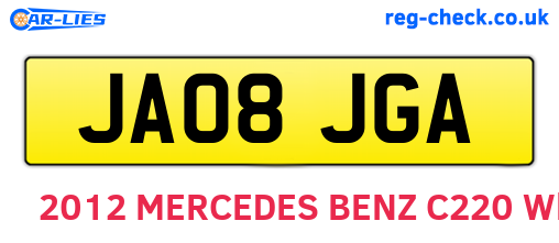 JA08JGA are the vehicle registration plates.