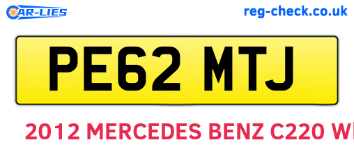 PE62MTJ are the vehicle registration plates.