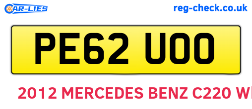 PE62UOO are the vehicle registration plates.