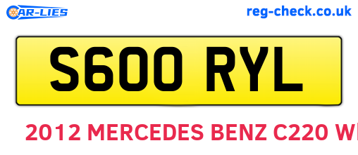 S600RYL are the vehicle registration plates.