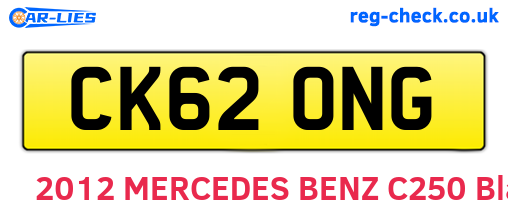 CK62ONG are the vehicle registration plates.