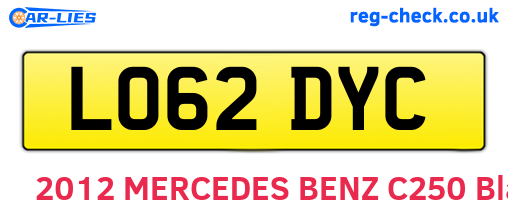 LO62DYC are the vehicle registration plates.