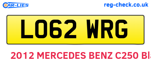 LO62WRG are the vehicle registration plates.