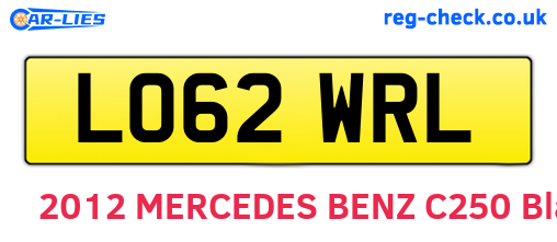 LO62WRL are the vehicle registration plates.
