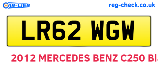 LR62WGW are the vehicle registration plates.