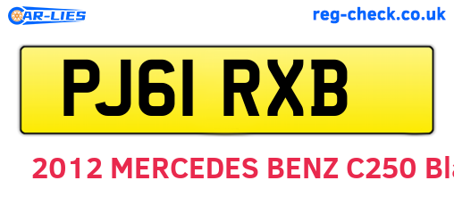 PJ61RXB are the vehicle registration plates.