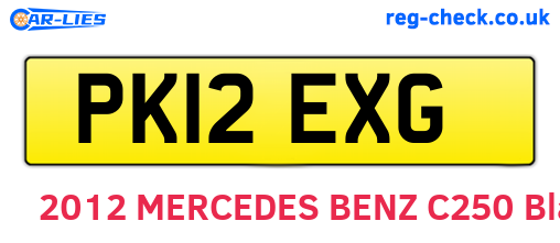 PK12EXG are the vehicle registration plates.